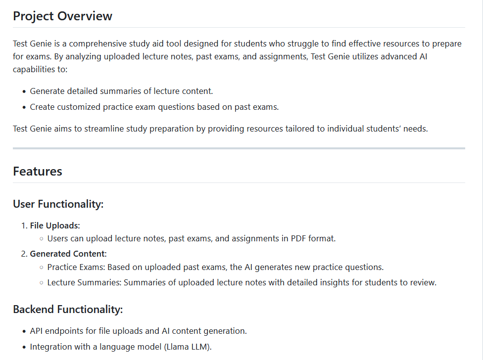 Background visual for the Test Genie exam preparation application