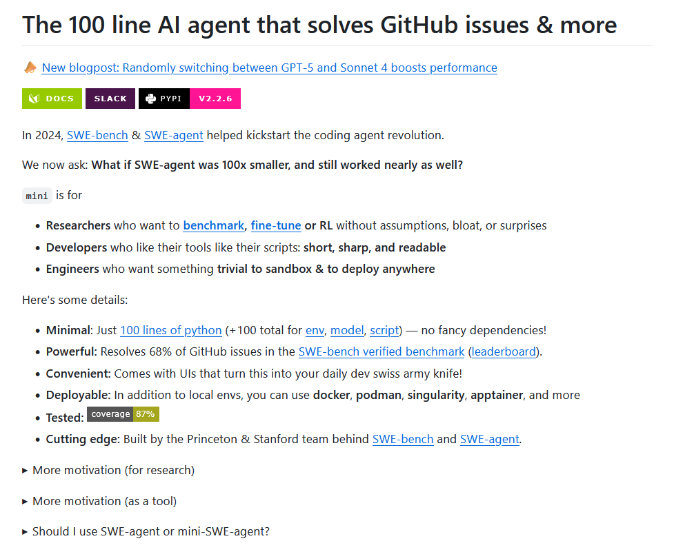 Background visual for the mini-SWE-agent coding agent project